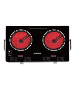 SONASHI Double Burner Infrared Cooker - 4 Digit LED Display | Multi-Stage Power Settings with Knob Control and Touch Control | Portable and Compact Infrared Cooker SIS-017C Black