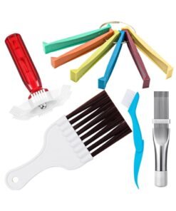 Captaintech Air Conditioner Fin Cleaner Set, 3 Different Fin Comb Condenser Fin Straightener and 2 Different Brush Condenser, Radiator Repair Clean Tool Set, Air Conditioning Cleaning Tools
