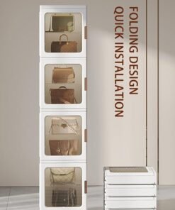Alternative view of JCB CHIC 4-Tiers Bathroom Storage Cabinet, Plastic Narrow Bathroom Storage Organizer with Doors and Shelves, Bathroom Storage Floor Cabinet for Small Spaces, Bathroom, Kitchen, Laundry