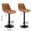 RATSAW Bar Stools Set of 2 Swivel Counter Height Barstools with Back Adjustable Modern Bar Chairs Tall Armless PU Leather Kitchen Island Stool Brown
