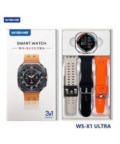WISME WS-X1 Ultra Smartwatch for Ladies and Gents | Includes 3 Pair Straps (Black. Pink, and Blue) & Charging Cable – Stylish, Multifunctional Fitness Tracker with Heart Rate Monitor, Sleep Monitoring, and Activity Tracking || Compatible with iOS & Android  silver