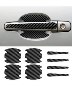 8PCS Car Door Handle Scratch Protectors, Carbon Fiber Car Door Handle Bowl Sticker, Universal Car Door Handle Paint Guard Cover, Door Handle Cup Protective Film for Cars (Black)