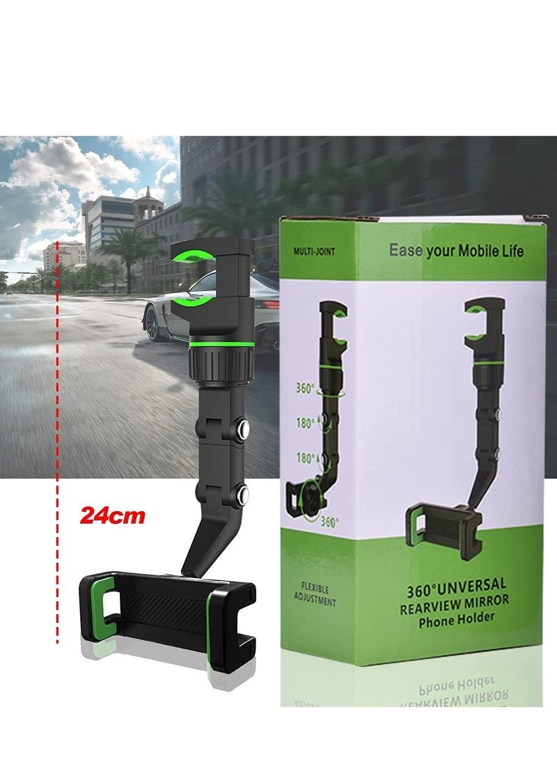 ELTRAZONE Rearview Mirror Phone Holder for Car, Multifunctional Rearview Mirror Phone Holder, 50mm-100mm Universal 360 Rotatable Car Phone Holder Mount Cell Phone Cradles for Car/Back Seat/Kitchen- Black