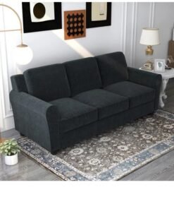 Wooden Twist Luxe Velvet Modern 3 Seater Sofa Set - Black