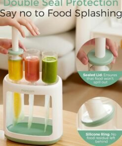 Momcozy Baby Food Maker for Puree Food Storage, Precise Capacity Squeeze Station, Save Time & Efficient, No Food Splashing, Baby Essentials, with 5pcs Reusable Portable Food Storage Bags for Outdoor