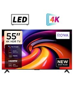 ROWA 55R55 Television 55 Inch Smart TV 4K UHD HDR 10+ Gaming Google TV, Dynamic Color Enhancement, Dolby Vision Atmos, MEMC, Voice Control, Game Master with Slim Design (2025 Model) 55R55 black