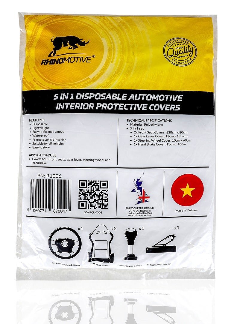 RHINOMOTIVE 5 In 1 Disposable Automotive interior protective covers 1 SET/PACK Clear
