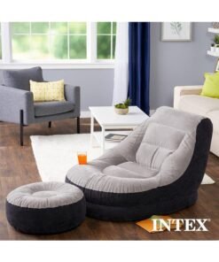 Intex Vinyl Ultra Lounge Chair And Ottoman Grey/Black 102x137x79cm