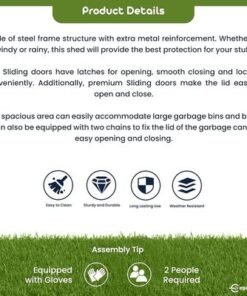 Egardenkart, Outdoor Storage Shed Metal - Tan, 6.5x6 Ft | Garden Shed with Lockable Door | Outdoor Storage Cabinet for Garden Storage | Outdoor Shed Storage (With Installation)