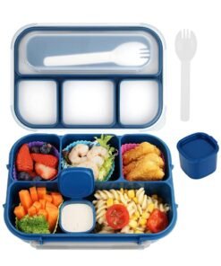Adando Lunch Box for Kids & Adults - 1300ml 4 Compartment Bento Box with Fork - Insulated Lunch Box Microwave & Freezer Safe & BPA  Free  -  Insulated Leak-Proof for Adults/Kids/Toddler/School