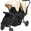 Moon Dois Tandem Twin Stroller – Double Infant And Toddler Travel Stroller, Lightweight, Foldable, Suitable 0m+, Up to 15kg per Seat – Beige