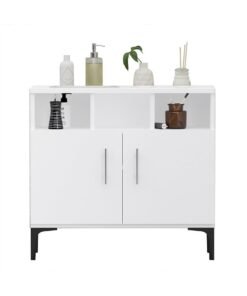 Mahmayi Stylish Multifunctional Medium Height Cabinet with 2 Drawer, 3 Shelf Storage Ideal for Living Room, Kitchen, Bedroom - White