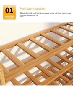 Alternative view of Haidue The 5-Layer Stripe Shoe Rack Organizer Is Made Of Environmentally Friendly And Healthy Bamboo.SIZE:60*25*81CM