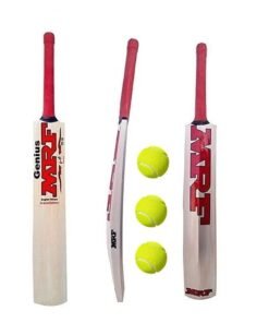 PMG Wood Cricket Bat With 3 Tennis Balls For Kids, Boys, Adults Combo (Size 3 For 5-8 Years Kids)