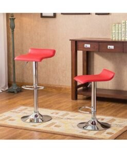 JCB CHIC Bar Stool Chairs High Stool Chair Adjustable Stool ，PU Leather with Chrome Base, Pub Counter Chair（red,2pcs）