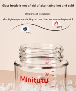 Minitutu Wide-Caliber Glass Baby Bottle With Breast-Like Nipples  for Newborns, 80ML, 0M+ - Image 4