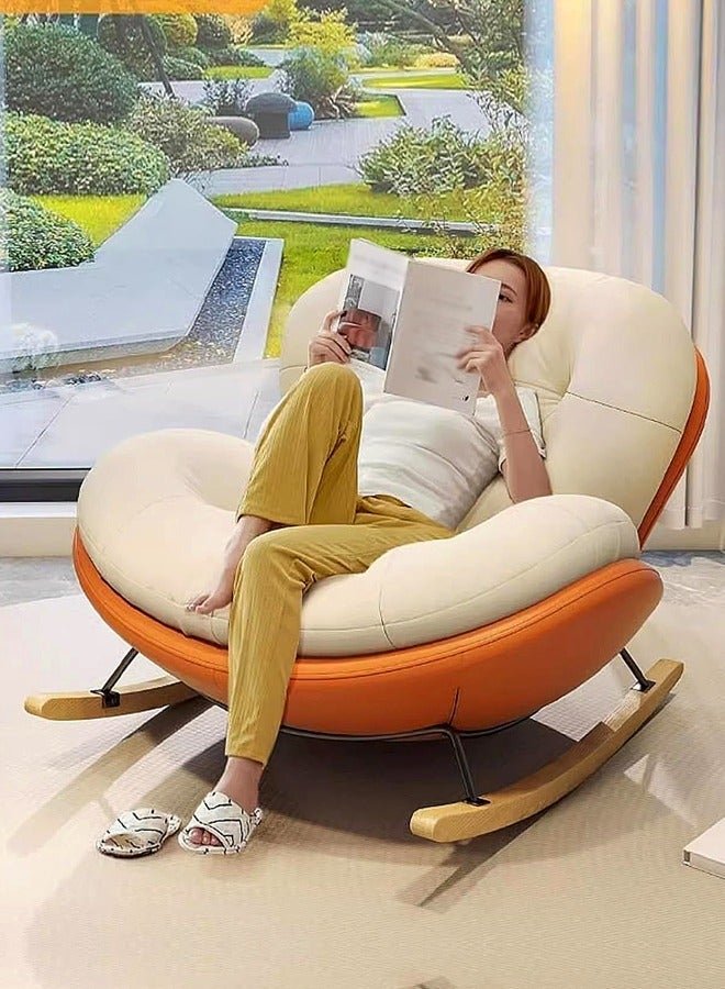 fashionhome Set of 2 Modern Upholstered Recliner High Back Ergonomic Comfy Rocking Chair with Footrest Patio Rocking Chair Couch Lounge Single Sofa Chair for Balcony Outdoor Chair Contemporary Accent Chair Leisure Chair for Living Room 90x100x75 and 40x30x20 cm (Fully Assembled) - Image 2