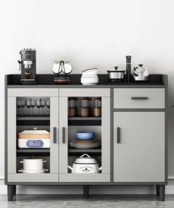 Sharpdo Kitchen Pantry Cabinet Freestanding Storage Sideboard Modern Coffee Corner for Dining Room Practical Cupboard for Living Room Storage Cabinet For Kitchen Storage Cabinet With Drawers 100*34*92cm