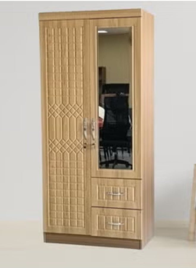 ALWASIT HOME 2 Door Wooden Wardrobe Cabinet Cupboard Engineered Wood With 1 Lockable Drawer Perfect Modern Stylish Heavy Duty