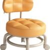 Skade Rolling Seat - Multipurpose 360° Rotating Stool With Wheels, Backrest for Makeup, Garage, Fitness (Orange)