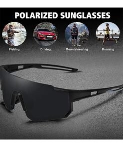 Happy D Outdoor Sports UV Protection Half Frame Sunglasses, UV400 Polarized Cycling Safety Sports Sunglasses Fishing Sunglasses, Windproof Goggles for Baseball Golf (Black) - Image 5