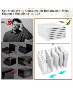 MissTiara Shoe Storage Organizer, Clear Installation-free Foldable Shoe Rack Stackable Shoe Box Pack, Portable Cabinet Rack Magnetic Clear Doors Compact Foldable Space-Saving (6-Tier) - Image 4