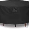Round Patio Table Cover, Patio Furniture Covers Round, Outdoor Furniture Cover Waterproof, UV Resistant, Windproof, Dustproof, 47''D x 29''H