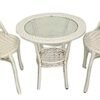 Rattan Chair Set with 1 Table & 2 Chairs - Stylish Furniture Patio Seating Set - Durable Artificial Rattan for Outdoor & Indoor Use, Weather-Resistant & Comfortable,AL-9110,White Color