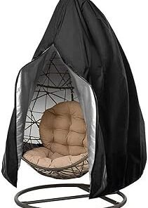 Patio Hanging Chair Cover,Heavy Duty Waterproof Egg Swing Chairs Covers with Zipper Outdoor Furniture Protector (75" H X 45" D, Black)