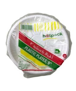 Hotpack Disposable Plastic White Round Plate 9 inch, 25-Pieces Pack of 2 White 9inch