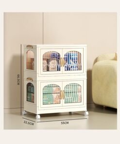 Portable Children's Wardrobe Foldable Combination Wardrobe, Baby and Children's Clothing Toy Storage Cabinet Transparent Snack Storage Box (2 Low)