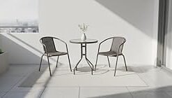 Garden Dining Set 3 Piece Outdoor Furniture Patio Dining Table and Chair Balcony Dinner Table Dinner Chair Poly Rattan Anthracite & Grey