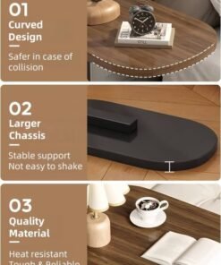 Lesha C Shaped End Table, Side Table for Couch and Bed, Small Side Table, TV Tray Table for Small Spaces, Living Room, Bedroom, Rustic Snack Table - Image 3