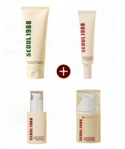 SEOUL 1988 Multi-Revitalizing Skincare Set - Cleanser + Serum + Cream + Eye Cream, Anti-Wrinkle, Brightening and Anti-Aging Skincare Set
