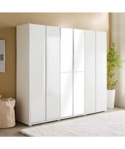 Home Box White 6-Door Wardrobe with Mirrors