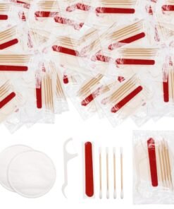 LLHQAMT Hotel Vanity Set, Bulk Vanity Kit Individually Packaged, Vanity Kit With Cotton Pads, Cotton Swabs, Dental Floss And Nail File (100 pcs)