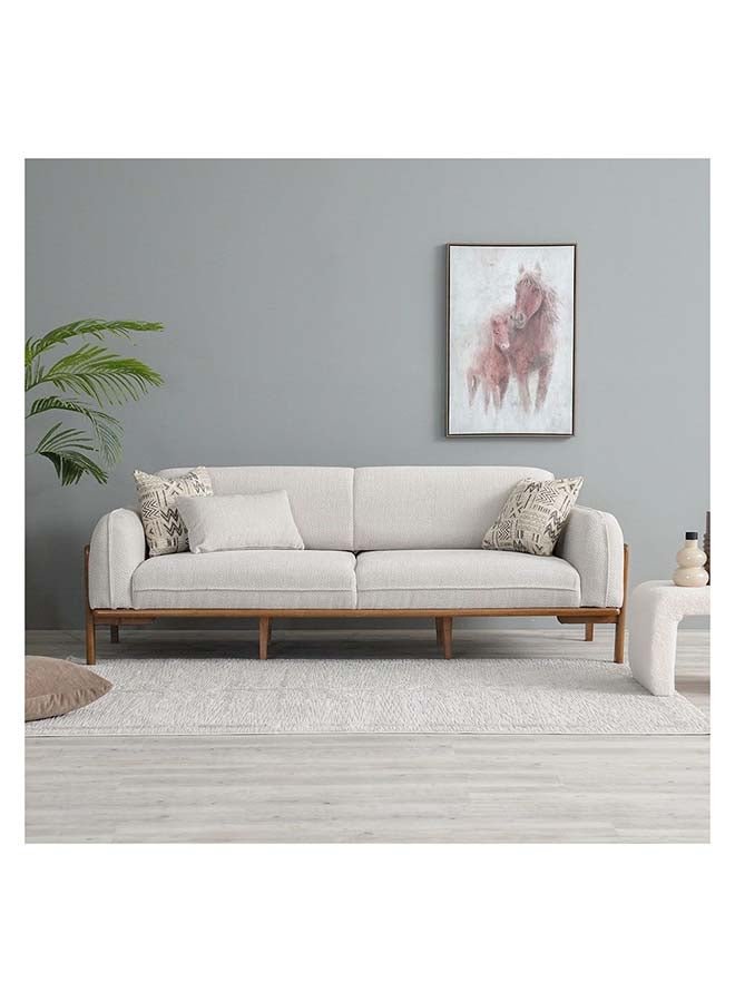 Danube Home Oslo 3 Seater Fabric Sofa Modern Design Three Seat Sofas Comfortable Living Room Furniture L 223 x W 90 x H 79 cm Beige