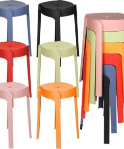 Nosiny 6 Pack Plastic Stackable Stools 18 Inch Portable Nesting Stack Stools Round Colorful Backless Bar Seating for Home Party Office