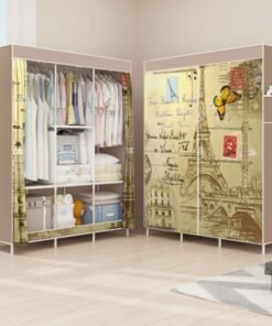 Simple Wardrobe Fabric Steel Frame Single Double Cloth Wardrobe Storage Simple Modern Economical Bedroom Assembled Wardrobe