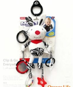 Orange Life Baby Bunny Plush Hanging Toy | Multi-Sensory Crib & Stroller Activity Toy | Rattle + Teether + Mirror | For Infants & Toddlers