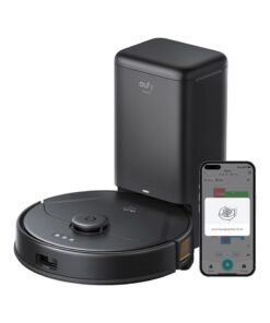 eufy Clean X8 Pro Robotic Vacuum Cleaner Self-Empty Station, Twin-Turbine™ 2× 4,000 Pa Powerful Suction, Active Detangling™ Roller Brush, and iPath™ Laser Navigation for Pet Hair Deep Cleaning on Carpet 335 ml 50 W T2276V11 Black