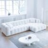 Al Zakharef Furniture Milbrey Fleece Fabric Overstuffed Multifunction Cloud L-shaped Sofa Chair set for Living Room Office - White Left side