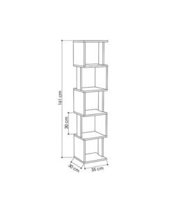 Alternative view of Mourah Home Piri Corner Bookcase Modern Book Shelf Cabinet 6 Tier Multi Storage Bookshelf Rack Display Unit For Bedroom Living Room  30X161X35Cm (Oak/White)