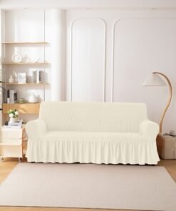 Noon East Stretch Fit 3D Bubble Sofa Cover, Soft Slipcover Fabric - Great for Furniture Protection - 3 Seater (200-270 cm) - Creme Color