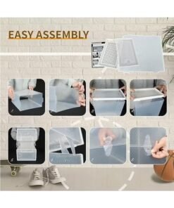 12 Shoe Box Set, Collection Shoe Box, Dustproof Shoe Box, Foldable Shoe Box, Space-Saving, Can Be Placed In The Room, Living Room, Corridor，White. - Image 4