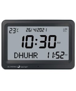 AL-FATIHA Automatic Worldwide Digital 8 Azan Prayer Sounds Islamic Wall and Desk Clock Black