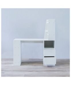 DANUBE HOME Thalana Computer Table Office Desk Workstation With Cabinet Modern PC Laptop Gaming Table Wooden Study Table For Home Office L 120 x W 45 x H 135 cm White - Image 4