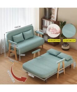 NKX Convertible Folding Sofa Bed Space Saving Scratch Resistant Sofa for Apartments