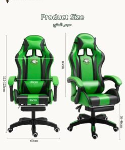 Alternative view of ROCKCAMEL Gaming Chair Computer Chair And Office Chair With Retractable Footrest, PU Leather, Ergonomic Design With Lumbar And Neck Support, Height And Backrest Adjustment, Silent Casters, Suitable For Home or Office and Esports