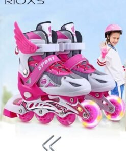 RIOXS Kids Rollerskates,Roller Skating Shoes For Girls,Professional Roller Inline Skates For Beginners,High Performance Roller Skates,Girls Blades Skate With Light-up Wheels,Speed Racing Skates For Outdoor Indoor